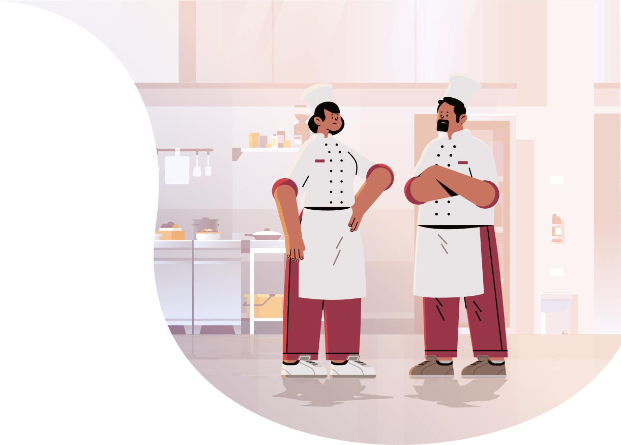 シェフ二人が並んで話をしているイラスト